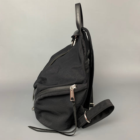 REBECCA MINKOFF Black Nylon Leather Backpack