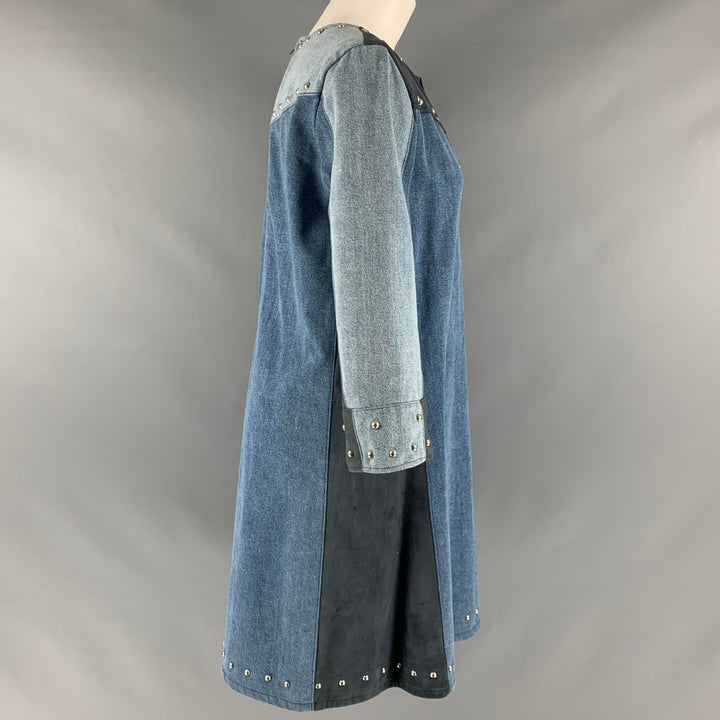 M.I.H JEANS Size S Blue Grey Cotton Studded V-Neck Dress