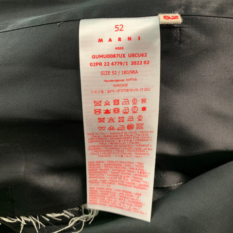 MARNI Size 42 Black Distressed Wool Notch Lapel Sport Coat