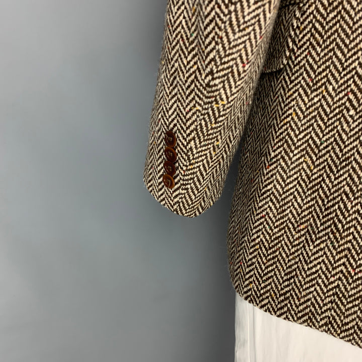 RRL by RALPH LAUREN Talla 44 Abrigo deportivo de lana en espiga marrón y beige