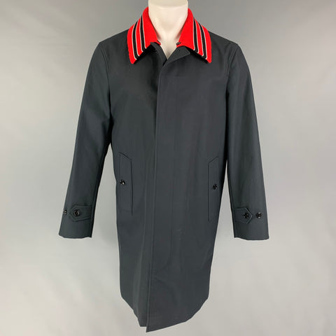 BURBERRY LONDON Size 40 Black Red Mixed Fabrics Cotton Coat