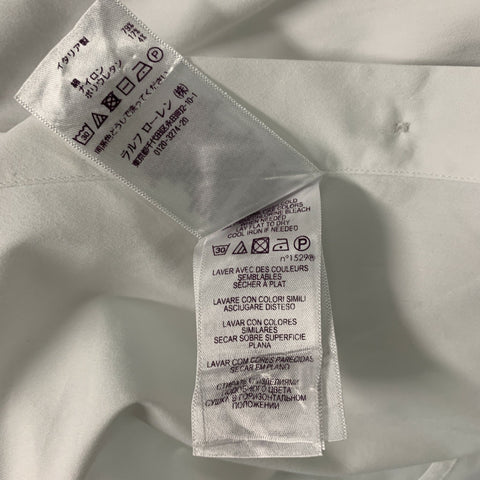 RALPH LAUREN PURPLE LABEL Size M White Solid Cotton Blend Button Up Long Sleeve Shirt