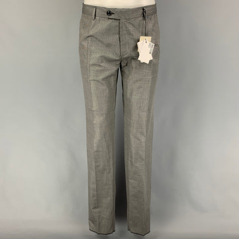 LOVE MOSCHINO Size 40 Black Grey Nailhead Cotton Blend Notch Lapel Suit