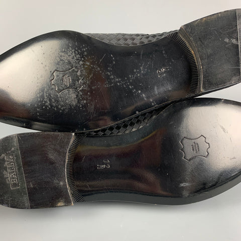 BALLY Size 12 Black Woven Silk Slip On Loafers