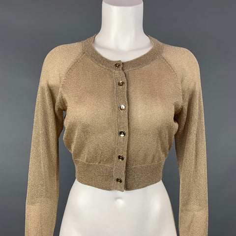 DOUZIÈME RUE par CYNTHIA VINCENT Taille S Or Rayonne / Polyester Cropped Cardigan