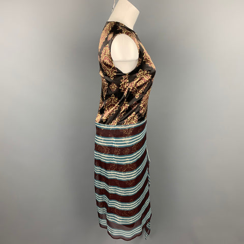 DRIES VAN NOTEN Size 2 Multi-Color Print Silk Sleeveless Shift Dress