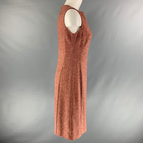 PIAZZA SEMPIONE Talla 4 Vestido tubo texturizado de lana y lycra color crema burdeos