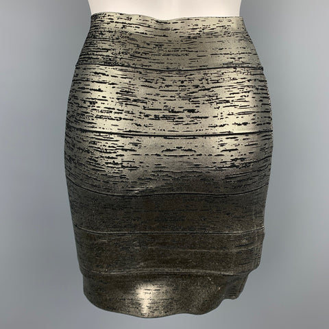 BCBG Size S Silver & Black Marbled Rayon Blend Mini Skirt