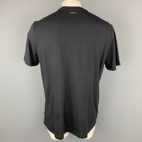 VERSACE COLLECTION Size XXXL Black Studded Cotton Crew-Neck T-shirt
