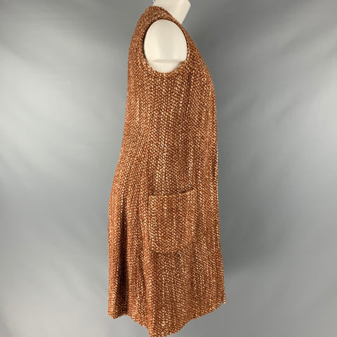 CHLOE Size M Camel Beige Boucle Open Front Vest