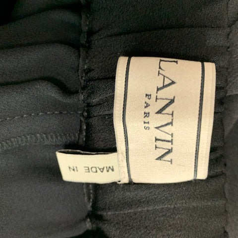LANVIN Size 4 Black Viscose Acetate Drawstring Casual Pants