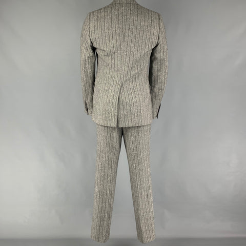 GUCCI Size 38 Grey Stripe Wool Blend Notch Lapel Suit