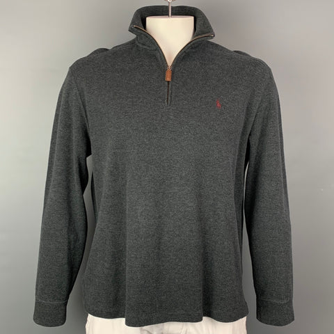 POLO de RALPH LAUREN Talla L Jersey de algodón gris con media cremallera