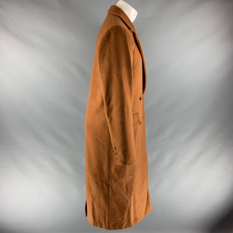 TOTOKAELO Size M Tan Solid Wool Blend Notch Lapel Coat
