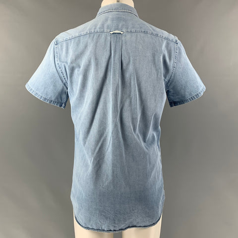 ACNE STUDIOS Size M Light Blue Washed Cotton Button Up Short Sleeve Shirt