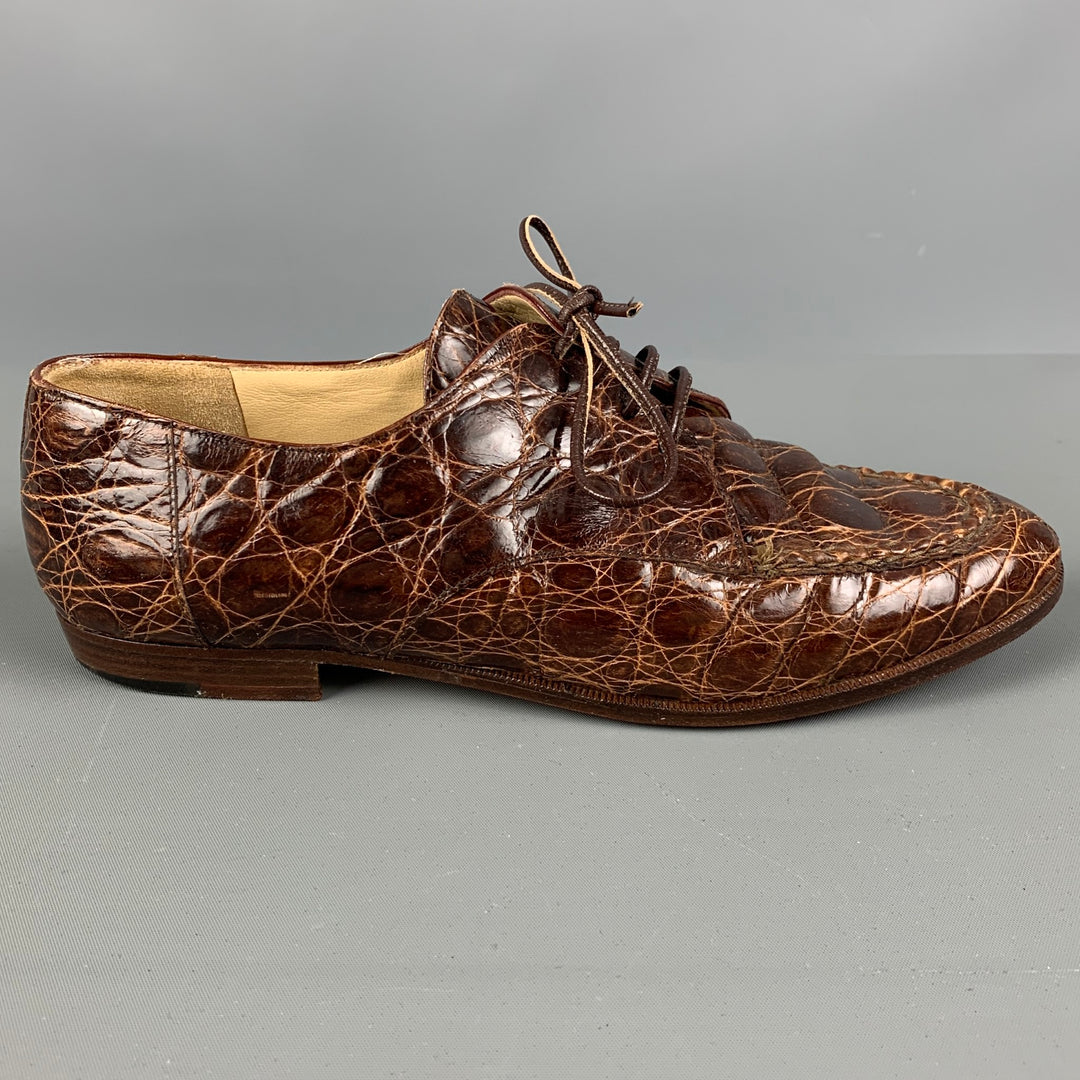 WILKES BASHFORD Size 6.5 Brown Leather Embossed Laces