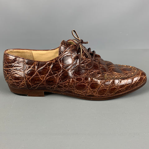 WILKES BASHFORD Talla 6.5 Cordones en relieve de cuero marrón