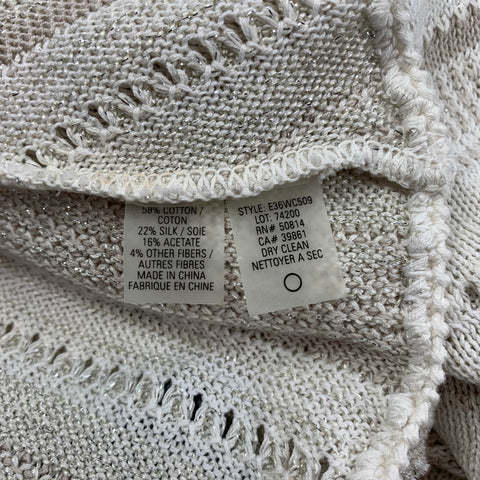 ELIE TAHARI Size XS Beige & Silver Cotton Blend Cardigan