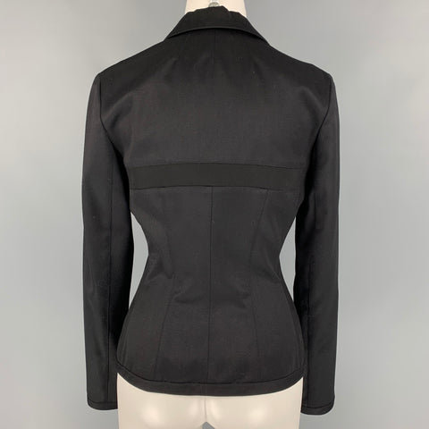 NARCISO RODRIGUEZ Talla 6 Chaqueta de Seda/Lana Virgen Texturizada Negra