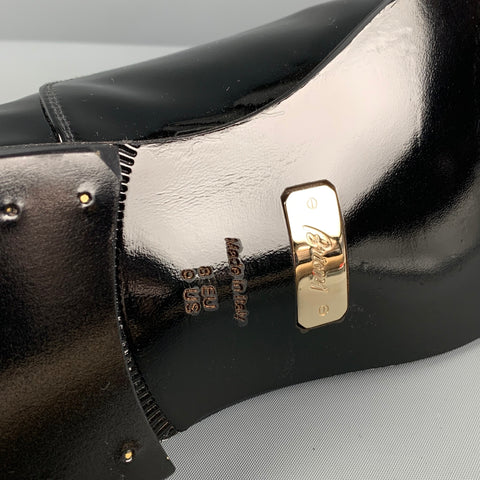 BRIONI Size 9 Black Patent Leather Lace Up Shoes