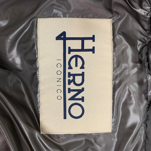 HERNO Size 4 Grey Quilted Nylon Goose Down Jacket