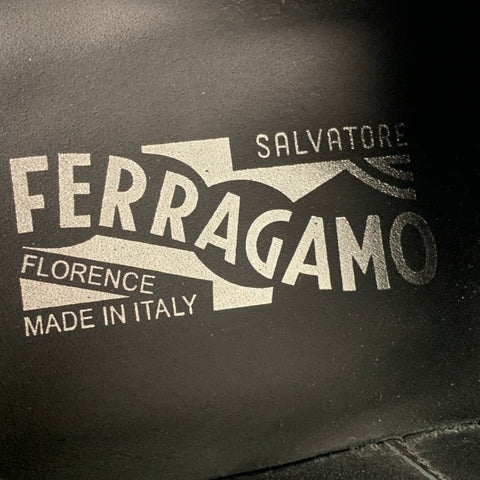 SALVATORE FERRAGAMO Size 9 Black Beaded Leather Slip On Loafers