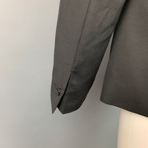 JOHN VARVATOS Size 38 Regular Black Wool / Mohair Peak Lapel Sport Coat