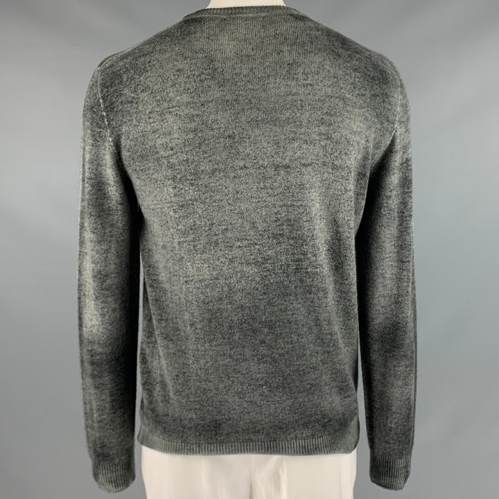 120% LINO Size XL Grey Dyed Cashmere Wool Crew-Neck Pullover