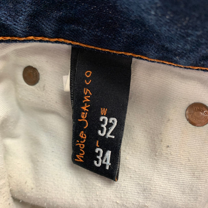 NUDIE JEANS Size 32 Indigo Washed Denim Button Fly Jeans