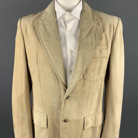 YVES SAINT LAURENT Rive Gauche Size 42 Natural Suede Notch Lapel Jacket