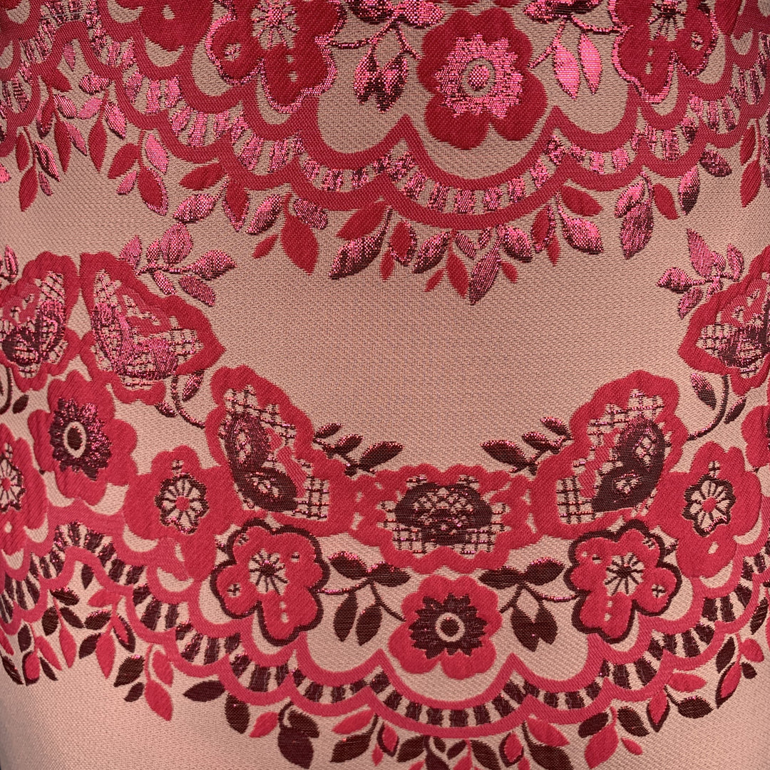 VALENTINO Size 6 Pink Jacquard Polyester Blend Mini Skirt