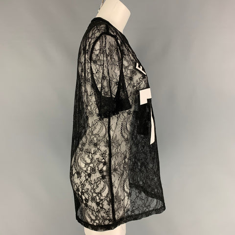 GIVENCHY Fall 2014 Size S Black White Favelas 74 Lace Crew-Neck T-Shirt