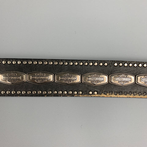 HARLEY DAVIDSON Size 42 Black Studded Leather Belt