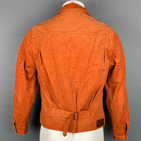 OSCAR H. GRAND Size S Orange Corduroy Buttoned Jacket