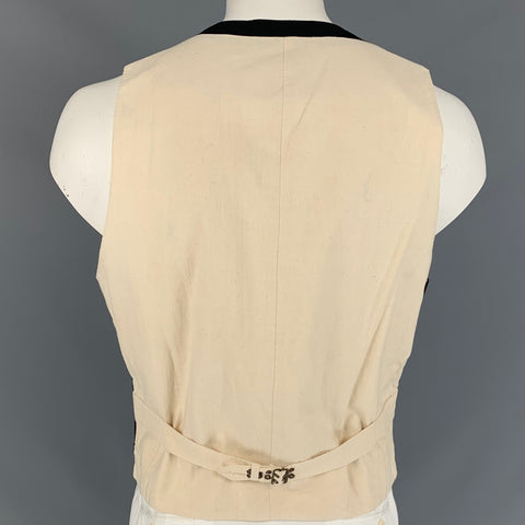 PAUL SMITH Size L Black & Beige Wool Shawl Collar Vest