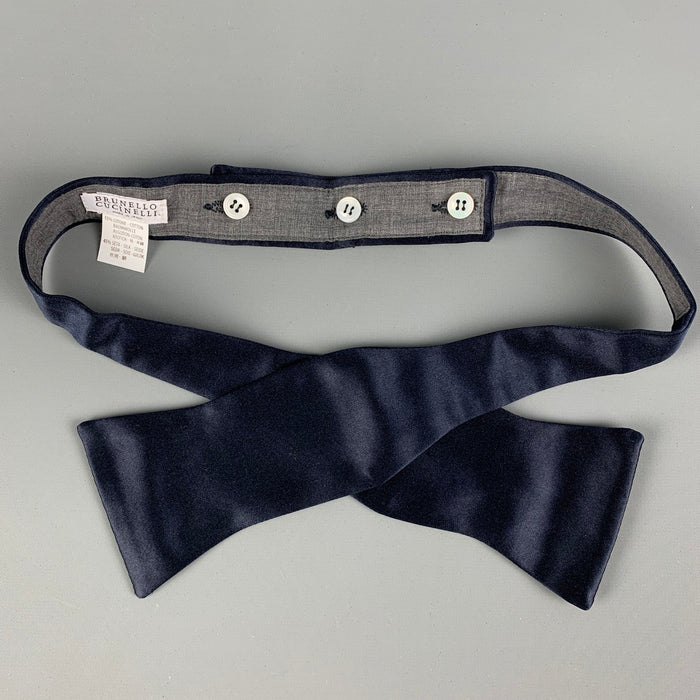 BRUNELLO CUCINELLI Navy Cotton Silk Bow Tie