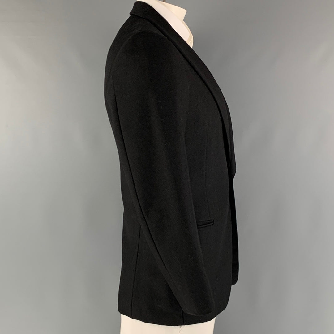 SIMON SPURR Taille 42 Manteau de sport à col châle en laine noire Mohair