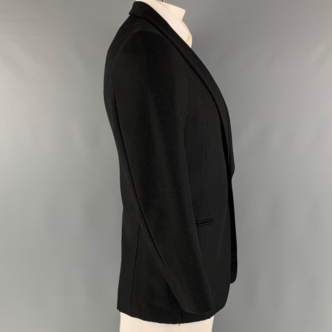 SIMON SPURR Size 42 Black Wool Mohair Shawl Collar Sport Coat
