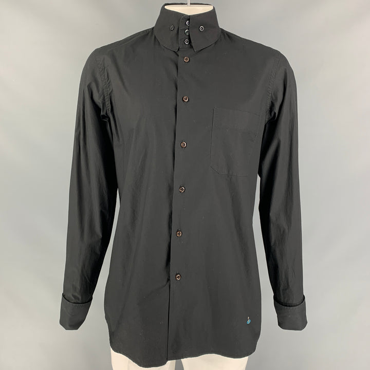 VIVIENNE WESTWOOD MAN Size XL Black Cotton Button Down Long Sleeve Shirt