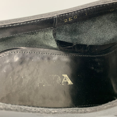 PRADA Size 9 Black Leather Lace Up Derby Dress Shoes