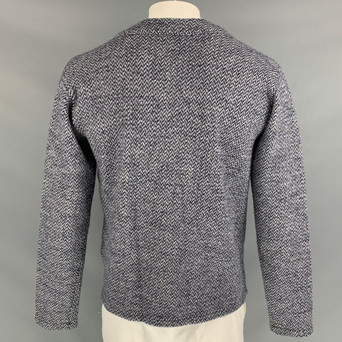 TS (S) Taille L Cardigan boutonné en laine tricotée marine et gris