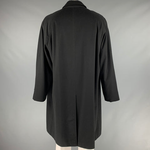 FACONNABLE Size 48 Black Cashmere Hidden Buttons Coat