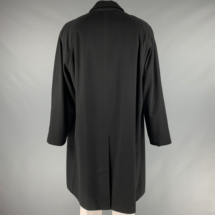 FACONNABLE Size 48 Black Cashmere Hidden Buttons Coat