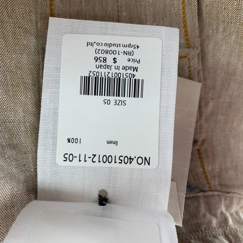 45rpm Size XL Khaki Linen Notch Lapel Sport Coat