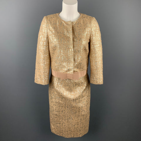 GIAMBATTISTA VALLI Taille 6 Costume de Skrit court en mélange acrylique et tweed doré