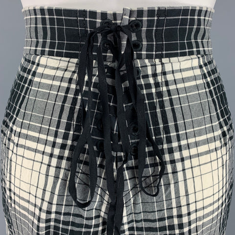 MARC JACOBS Taille 4 Pantalon décontracté marin à carreaux en coton blanc noir