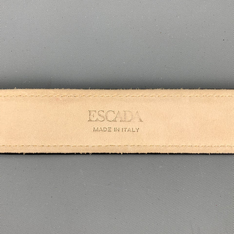 ESCADA Taille XS 26 Ceinture en cuir avec ruban à points contrastés noir