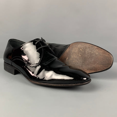 SALVATORE FERRAGAMO Size 8 Black Leather Lace Up Shoes