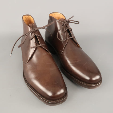 RALPH LAUREN Talla 9 Botas con cordones de cuero macizo marrón 