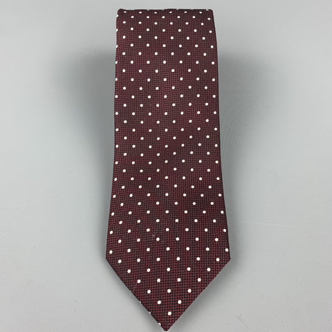 ERMENEGILDO ZEGNA Burgundy Dots Silk Neck Tie